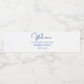 Navy Blue Welcome Lettering Custom Wedding Waterfles Etiket (Enkel label)