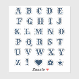 Navy Blue Western Theme Letters Alphabet Monogram Sticker