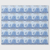 Navy Blue Whale Baby shower Cadeaupapier (Vlak)