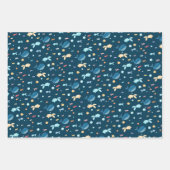 Navy Blue Whale Nautical Inpakpapier Vel (Voorkant 3)