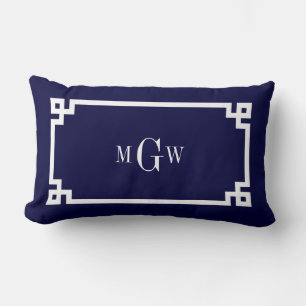 Navy Blue Whalge Griekse sleutel #2 omhuld 3 Ini M Kussen
