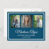 Navy Blue White 3 Aankondiging Afstuderen foto's (Voorkant / Achterkant)