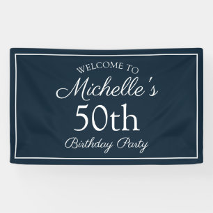 Navy Blue White 50th Birthday Party Spandoek