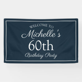 Navy Blue White 60th Birthday Party Spandoek