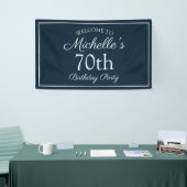 Navy Blue White 70th Birthday Party Spandoek (Beurs)