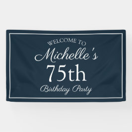 Navy Blue White 75th Birthday Party Spandoek