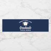 Navy Blue White Afstuderen aangepaste afstudeerfee Waterfles Etiket (Enkel label)
