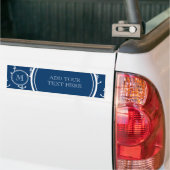 Navy Blue White Anchors Pattern, jouw Monogram Bumpersticker (Op Truck)