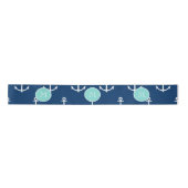 Navy Blue White Anchors Pattern, Mint Green Monogr Lint (Voorkant)