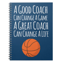 Navy Blue White Basketball Coach Gifts Notitieboek