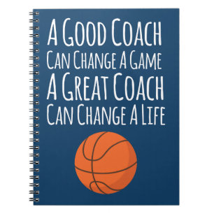 Navy Blue White Basketball Coach Gifts Notitieboek