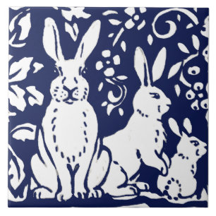 Navy Blue White Beer Cub Woodland Animal Trivet Tegeltje