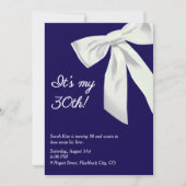 Navy Blue & White Bow "Het is mijn 30e!" Elegant B Kaart (Voorkant)