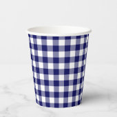 Navy Blue White Buffalo Check Papieren Bekers (Achterkant)