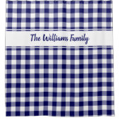 Navy Blue White Buffalo Pset Pattern Douchegordijn (Voorkant)