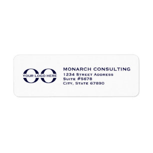 Navy Blue White Business Logo Return-adres Etiket