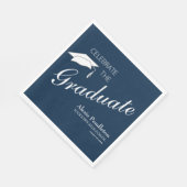 Navy Blue White Celebrate Afstuderen Afstuderen Servet (Hoek)