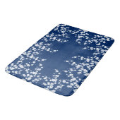 Navy Blue White Cherry Blossom Badmat (Gekanteld)