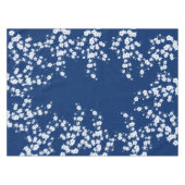 Navy Blue White Cherry Blossom  Tafelkleed (Voorkant (Horizontaal))