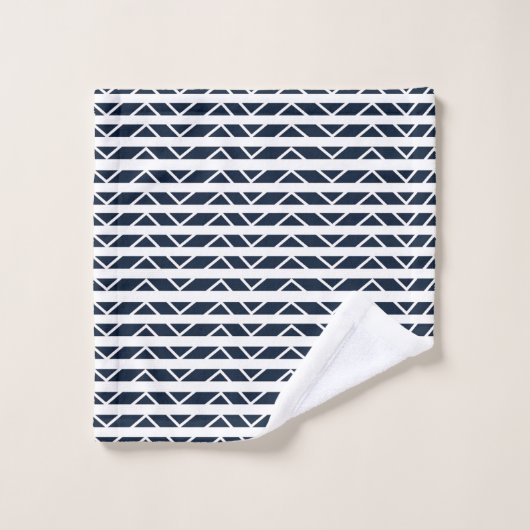 Navy Blue White Chevron Pattern Bad Handdoek (Wasdoekje)
