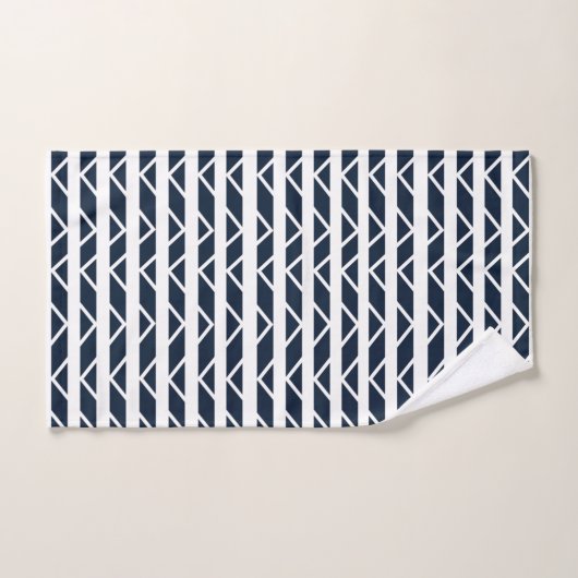 Navy Blue White Chevron Pattern Bad Handdoek (Handdoek)