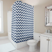Navy Blue White Chevron Pattern-gordijn Douchegordijn (In situ)