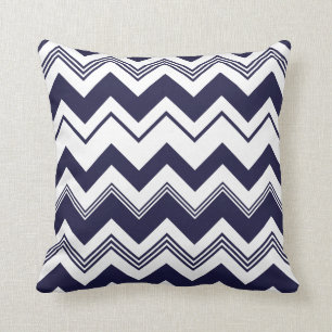 Navy Blue White Chevron Pattern Kussen