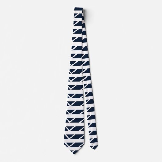 Navy Blue White Chevron Pattern Stropdas (Voorkant)