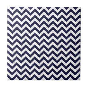 Navy Blue White Chevron Pattern Tegeltje