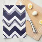 Navy Blue White Chevron Pattern Theedoek (Quarter Fold)