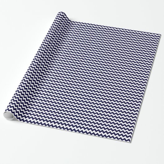 Navy Blue White Chevron Zig-Zag Pattern Cadeaupapier (Uitgerold)