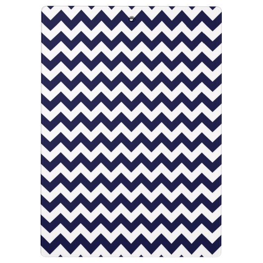 Navy Blue White Chevron Zig-Zag Pattern Klembord (Achterkant)