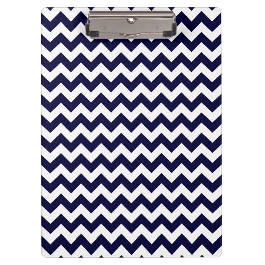 Navy Blue White Chevron Zig-Zag Pattern Klembord (Voorkant)