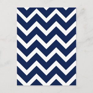 Navy Blue & White Chevron Zigzag Pattern Briefkaart