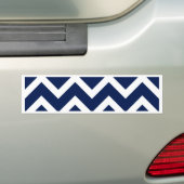 Navy Blue & White Chevron Zigzag Pattern Bumpersticker (Op auto)