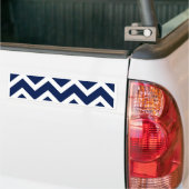 Navy Blue & White Chevron Zigzag Pattern Bumpersticker (Op Truck)