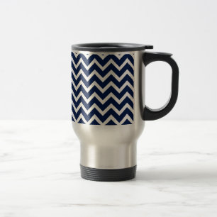 Navy Blue & White Chevron Zigzag Pattern Reisbeker