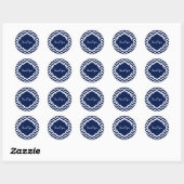 Navy Blue & White Chevron Zigzag Pattern Ronde Sticker (Vel)