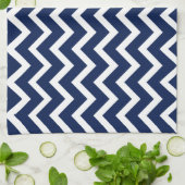 Navy Blue & White Chevron Zigzag Pattern Theedoek (Gevouwen)