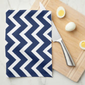 Navy Blue & White Chevron Zigzag Pattern Theedoek (Quarter Fold)