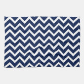 Navy Blue & White Chevron Zigzag Pattern Theedoek (Horizontaal)