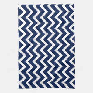 Navy Blue & White Chevron Zigzag Pattern Theedoek