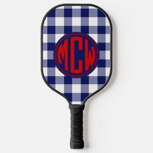 Navy Blue White Circle Monogram Whisky DIY BG Pickleball Paddle (Voorkant)