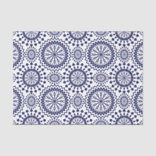 Navy Blue White Circle Patroon Tissuepapier