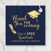 Navy Blue White Class of 2025 Dank u Afstuderen Bedankjes Labels (Achterkant)