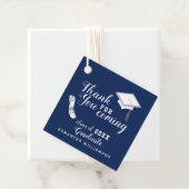 Navy Blue White Class of 2025 Dank u Afstuderen Bedankjes Labels (In situ)