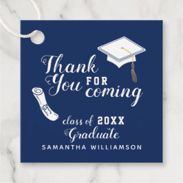 Navy Blue White Class of 2025 Dank u Afstuderen Bedankjes Labels