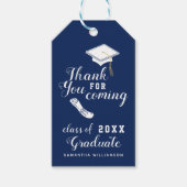 Navy Blue White Class van 2025 Afstuderen Dank U Cadeaulabel (Voorkant)