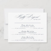 Navy Blue White Classic Calligraphy multi-event RSVP Kaartje (Voorkant)