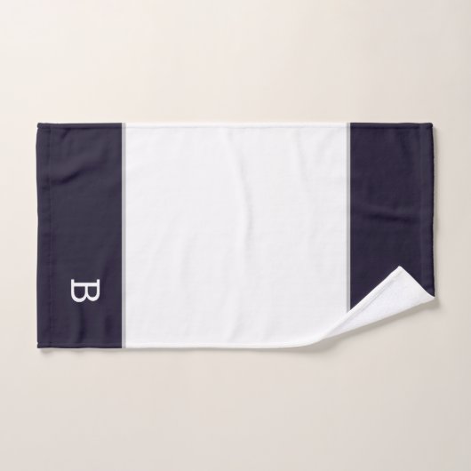Navy Blue White Classic Monogram Bath-handdoekset Bad Handdoek (Handdoek)
